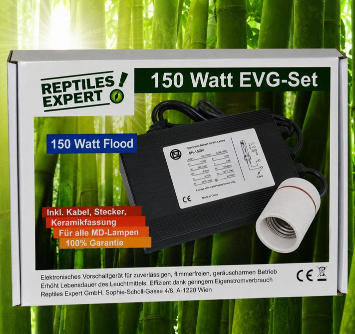Reptiles Expert 150 Watt ballast SET including cables, plug and ceramic socket