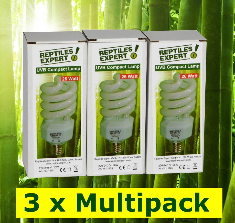Lampada compatta UVB Lampada compatta a risparmio energetico per rettili 26 watt 10,0 UVB. La migliore illuminazione per terrari per rettili sani. Acquista lampade compatte UV a prezzi convenienti. Per animali della giungla, gechi, serpenti e anfibi / ran