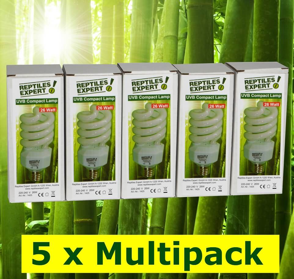 UVB Kompaktlampe Energiesparlampe Compact für Reptilien 26 Watt 10.0 UVB. Die beste Terrarium Beleuchtung für gesunde Reptilien. Kaufen Sie UV Compact Lampen sehr kostengünstig. Für Urwaldtiere, Geckos, Schlangen und Amphibien / Frösche. 