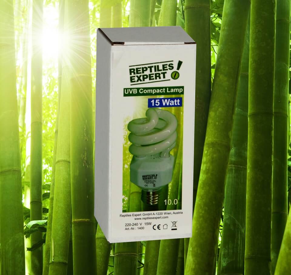 Lampada UVB Lampada compatta a risparmio energetico Compatta per rettili 15 Watt 10.0 UVB. La migliore illuminazione per terrari per rettili sani. Acquista lampade compatte UV molto convenienti. Per animali della foresta primordiale, gechi, serpenti